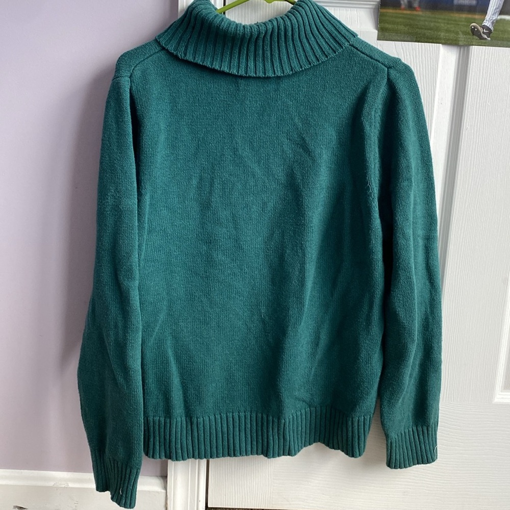 Croft & Barrow Women’s Large BEAUTIFUL cotton Teal Turtleneck Sweater - Picture 3 of 4